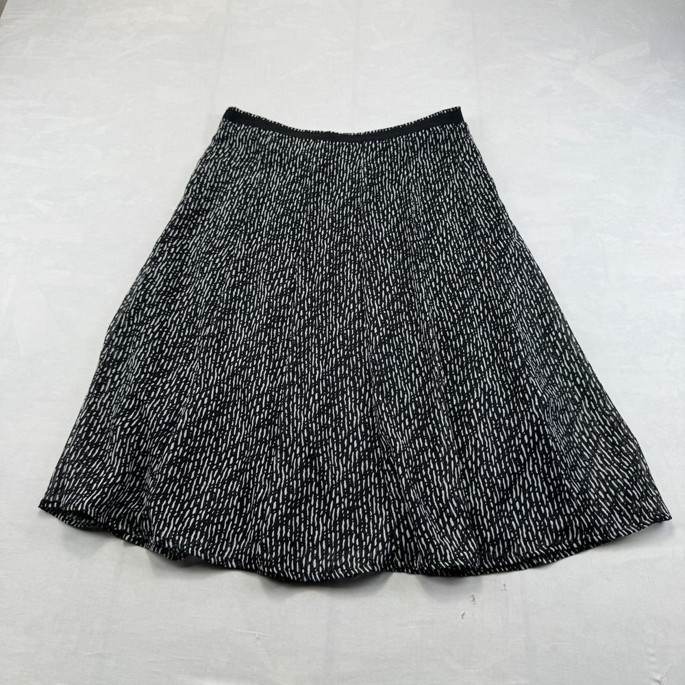 Christopher & Banks Womens Size 6 Black White Print A Line Flare Skirt